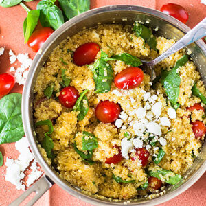 Easy Italian Quinoa is a quick and easy side dish or eat it as a meatless meal!!