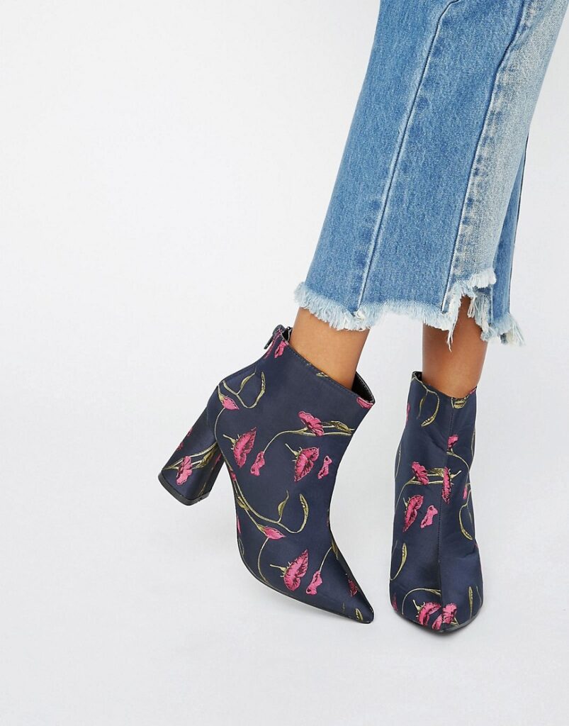 Daisy Street Floral Ankle Boot 