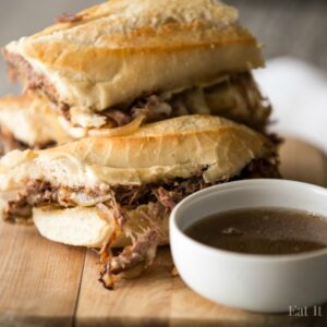 Roast Beef Sandwiches that are made like a long sub- perfect for sharing at football parties