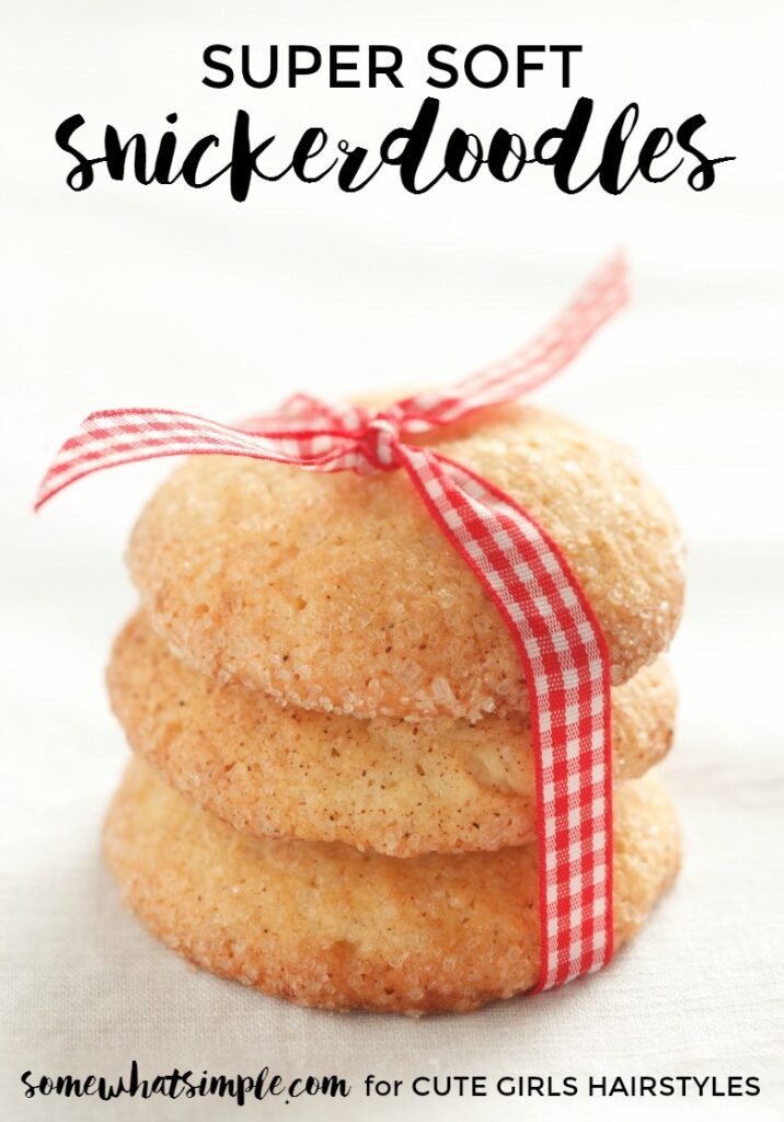 Three stacked snickerdoodle cookies and tied with a picnic pattern ribbon 