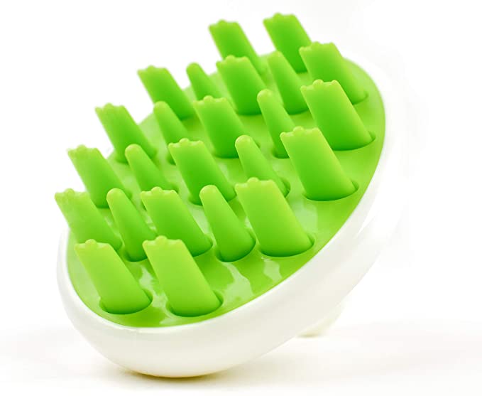 Zyllion Scalp Massager Dandruff Brush - for Exfoliating Treatment, Shampoo Scrubbing, and Hair Growth (Green)